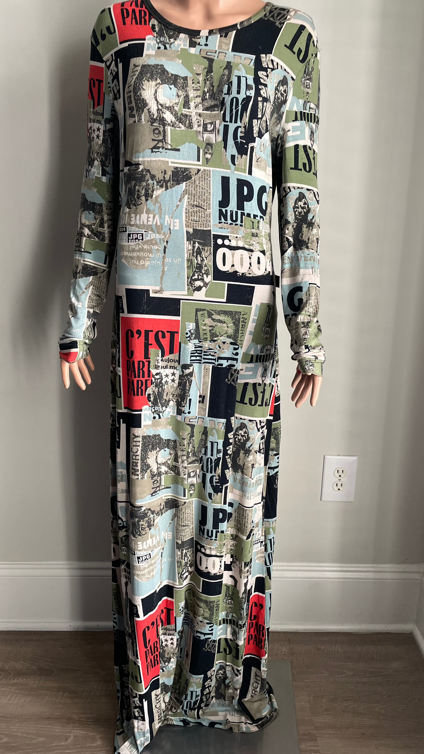 Jean Paul Gaultier Anarchy Punk Fight Racism 1990s Maxi Graffiti Dress
