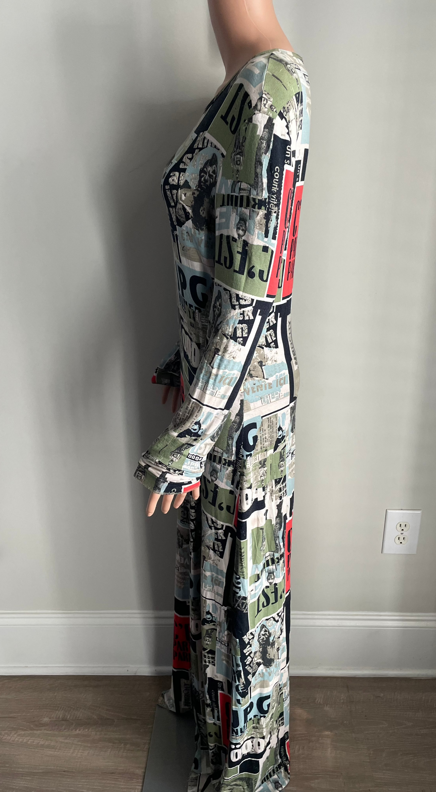 Jean Paul Gaultier Anarchy Punk Fight Racism 1990s Maxi Graffiti Dress