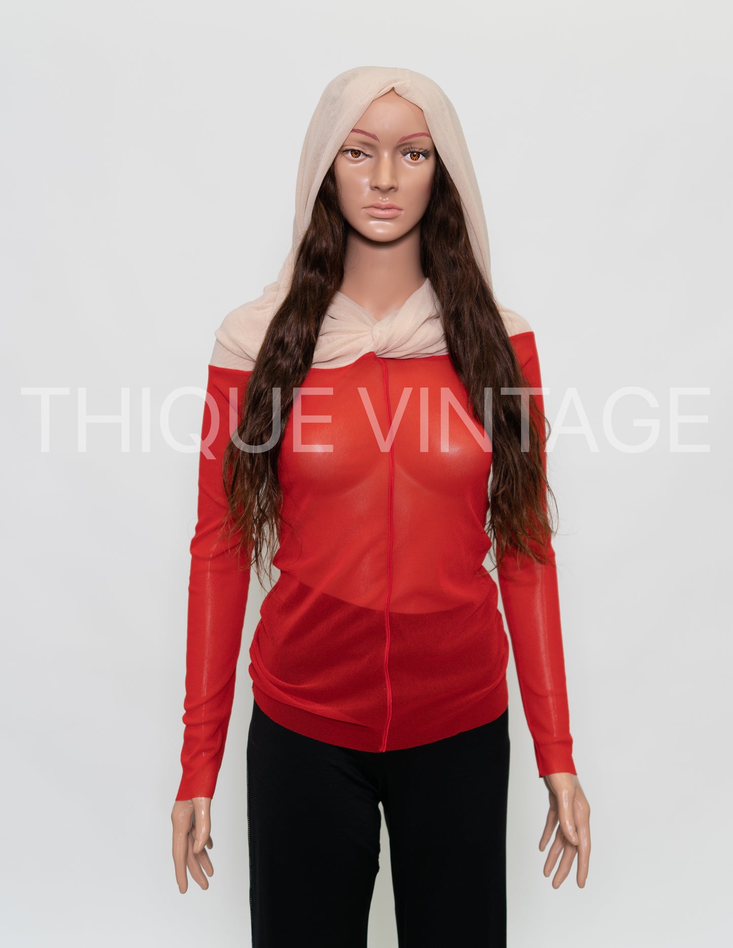 Jean Paul Gaultier Red Mesh Hood Shirt