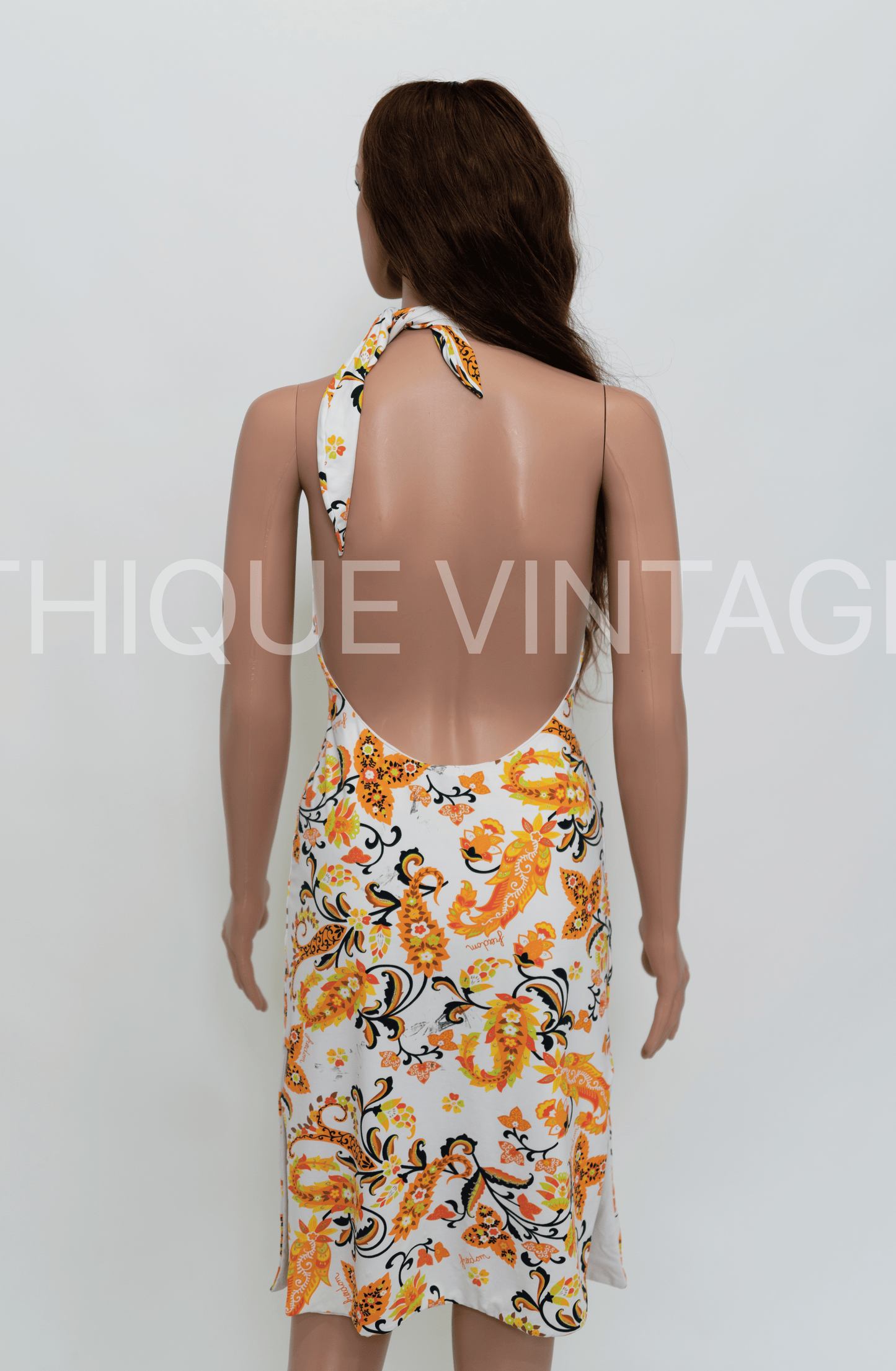 Roberto Cavalli Backless Orange & White Dress
